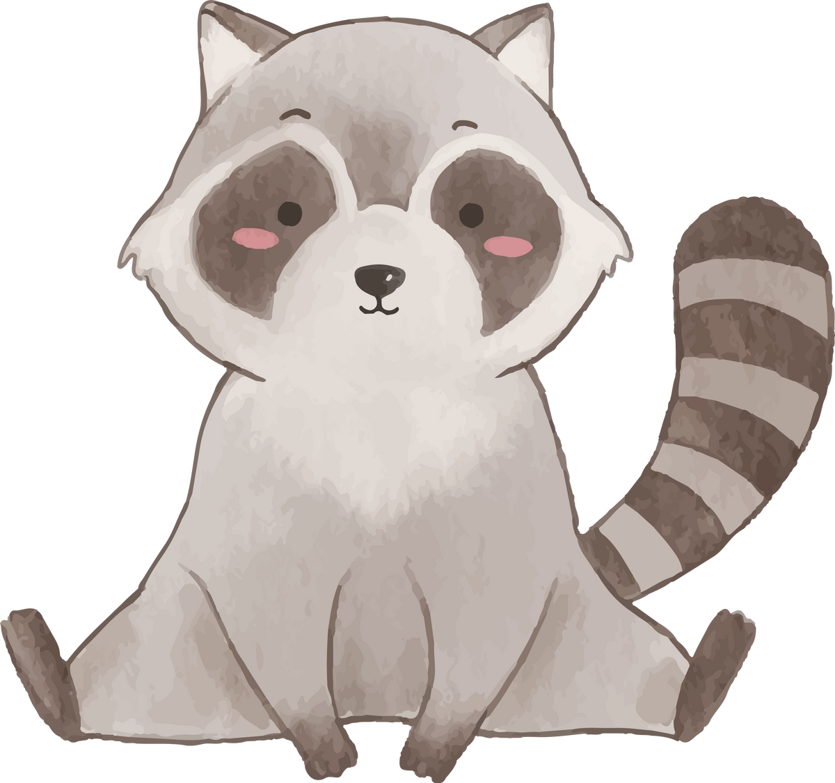 Raccoon . Watercolor cartoon character .